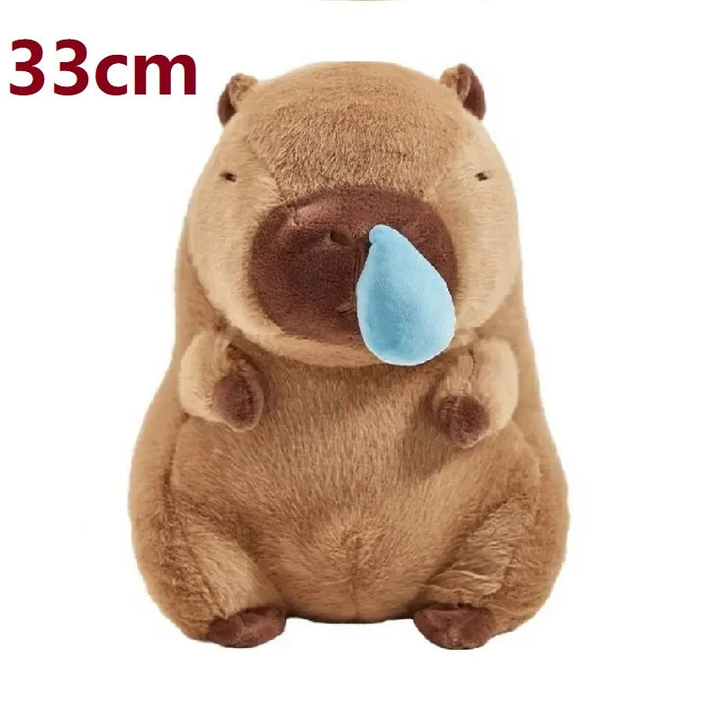 Cute Snotty Capybara Plush Simulation Animals with Stretchable Nasal Mucus Capibara Fluffty Soft Stuffed Plushy Doll Kid Gift