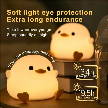 Cute Silicone Capybara Night Light Children's Gift USB Rechargeable Animal Touch Bedside Slepp Lamp